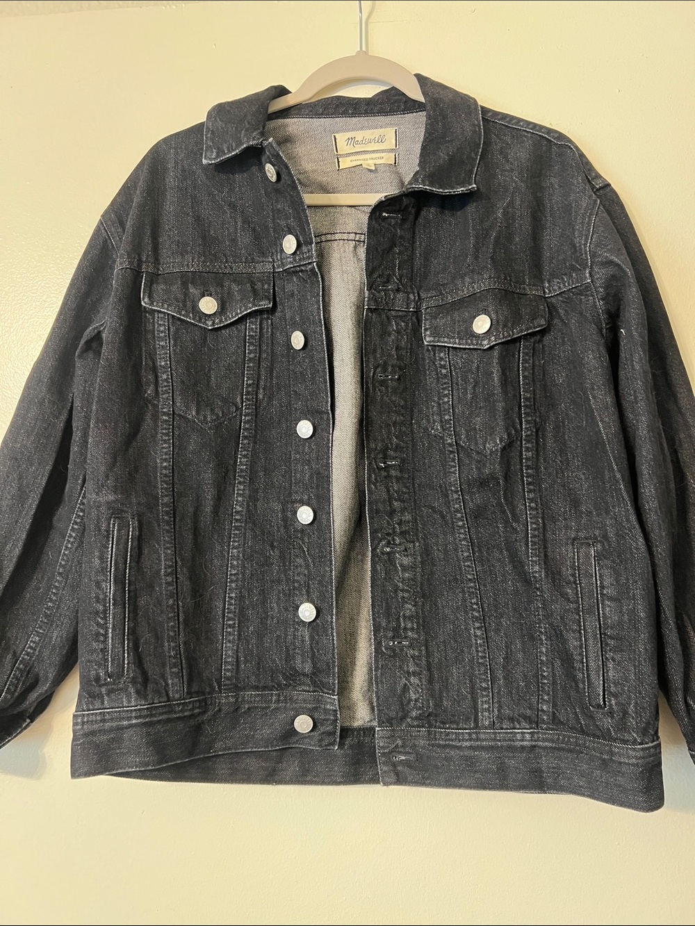 Madewell Washed Black oversized Denim trucker Jacket